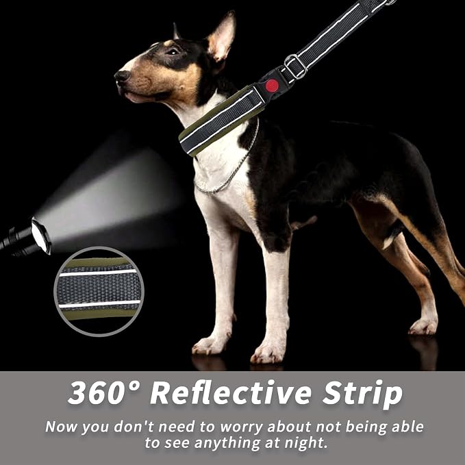 Martingale No Pull Dog Collar for Large Medium Small Dogs, Heavy Duty Nylon Reflective Adjustable Anti Pull Slip Collar with Buckle for Training Walking M Black Army Green