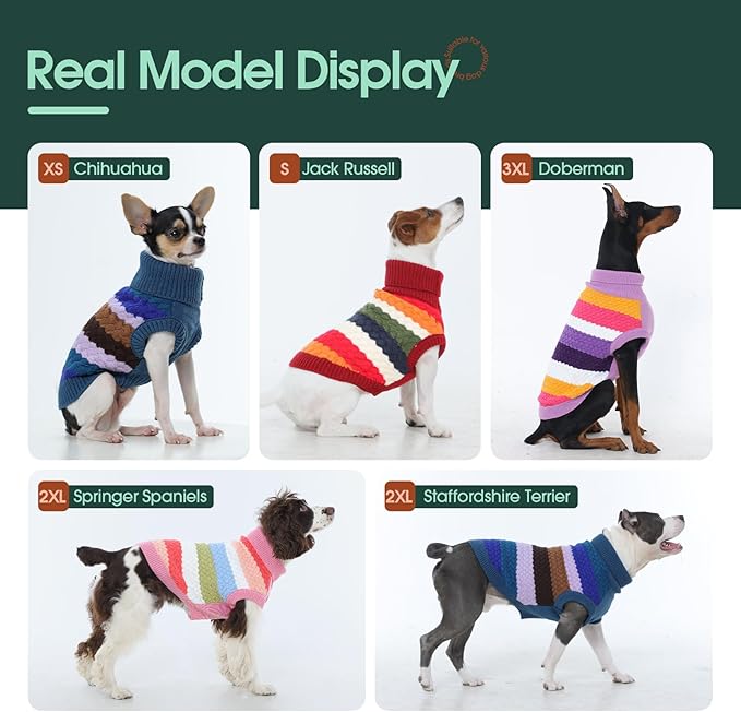 Kuoser Dog Sweater, Warm Dog Sweaters for Extra Large Dogs Girl Boy, Pet Turtleneck Knitted Pullover Jumper for Xmas Thanksgiving, Puppy Winter Vest Thermal Doggy Sweatshirt for Fall Winter, Blue 3XL