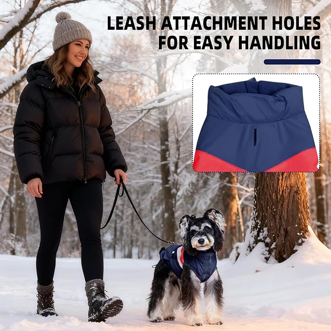 Dog Winter Jacket for Small Dogs Waterproof with Harness Hole,Windproof Puppy Fleece Vest Warm for 8 to 13lbs