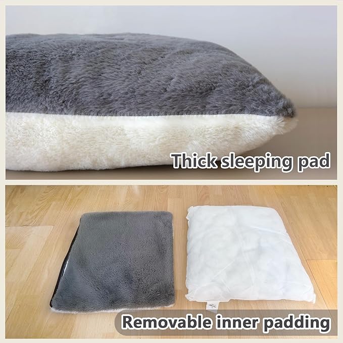 OMIVIER Cat Bed for Indoor Cats，Foldable cat cave，Anti-Slip & Water-Resistant Bottom，cat Houses for Indoor Cats or Small Dogs, Kitten Tent, Rabbit Bed，2 in 1 pet Bed (Dark Grey)