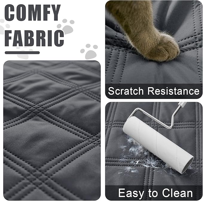Smiry Waterproof Dog Bed Cover Blanket 52x82, Soft Reversible Pet Blanket, Washable Leakproof Cats Dogs Couch Cover for Sofa, Couch, Furniture, Lattice, Dark Grey/Beige