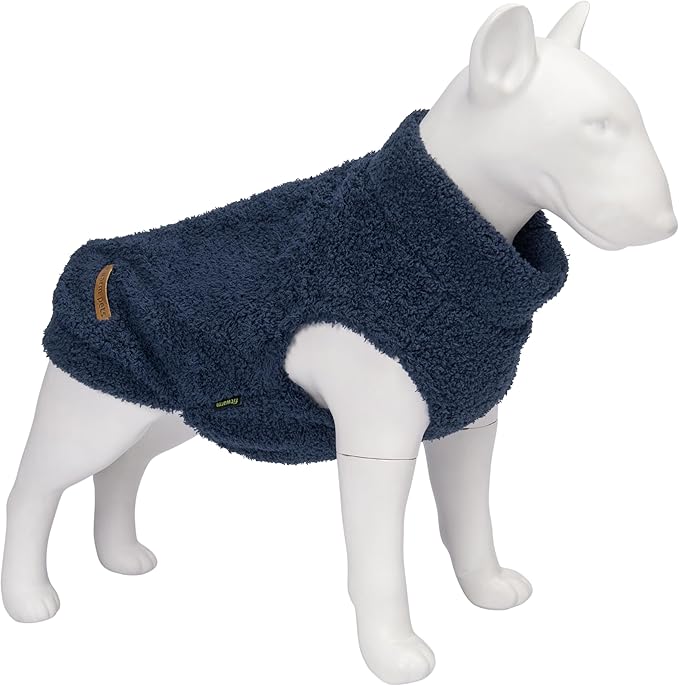 Fitwarm 2 Pack Striped Fleece Dog Sweater, Warm Winter Dog Clothes for Small Dogs Boy Girl, Fuzzy Pet Outfit, Doggy Pullover Jumper, Grey, Navy, Medium