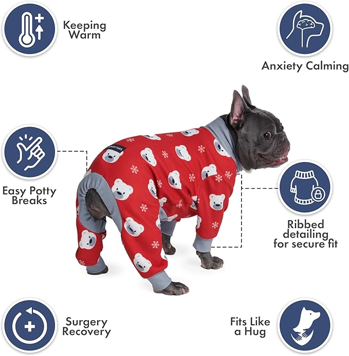 Spark Paws Dog Christmas Pajama, Dog Recovery Suit Male, Onesie, Ultra-Soft and 4-Way Stretch, for Small Medium and Large Breeds - Polar Bear - 4XL