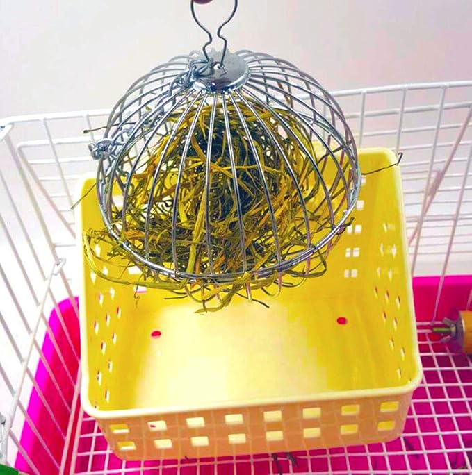 Tfwadmx Rabbit Hay Feeder, Grass Play Hay Ball Chew Toy Stainless Steel Food and Grass Frame Bowls, Small Animals Hay Manger Dispenser for Hamsters Gerbils Chinchillas Guinea Pigs