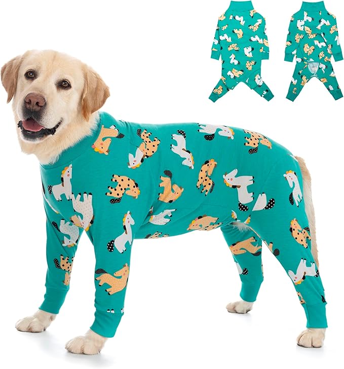 Dog Recovery Suit After Surgery Female Male, Medium Large Dog Neuter Shirt Cone Alternatives Prevent Licking Surgical Onesies (Green Pony, 5X-Large)