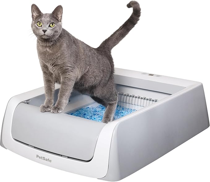 PetSafe ScoopFree Crystal Pro Legacy Self-Cleaning Automatic Litter Box - Uncovered Motion-Sensing Cat Box with Integrated Health Counter - Includes 1 Disposable Crystal Litter Tray