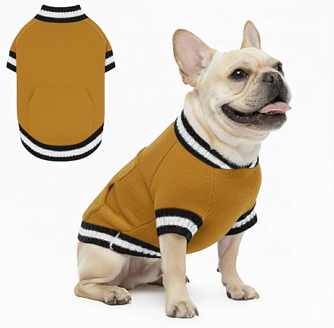 Grewear Pets Knit Sweater with Knit Back Pocket, Warm Comfortable Sweater for Pets, Soft Cozy Winter Pet Clothes, Stylish Multi-Colored Sweater for Dogs & Cats Mustard L