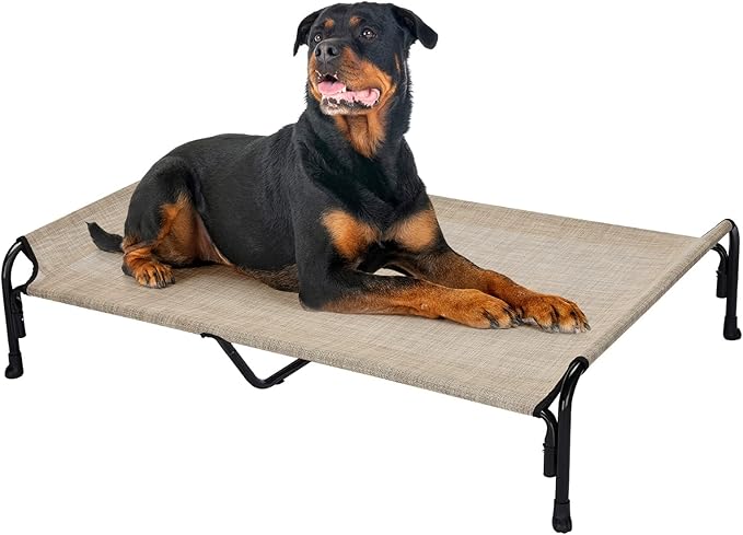 Veehoo XXL Outdoor Elevated Dog Bed, Raised Dog Cot for Extra Large Dogs, Cooling Washable Waterproof Pet Hammock Beds with Slope Headrest, Breathable Mesh and Sturdy Frame, XX-Large, CWC2204