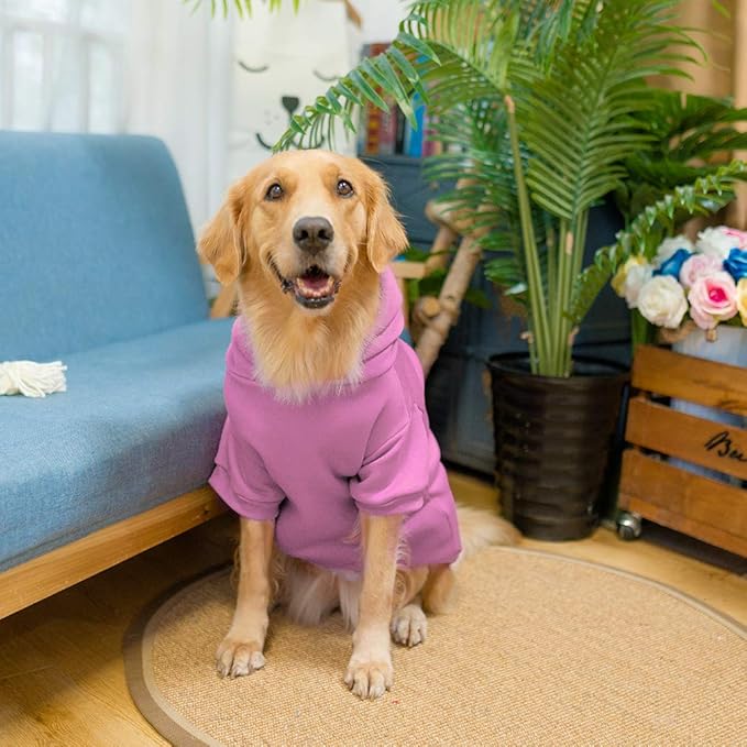 KOOLTAIL Basic Dog Hoodie - Soft and Warm Dog Hoodie Sweater with Leash Hole and Pocket, Dog Winter Coat, Cold Weather Clothes Sweatshirt for Small Medium Large Dogs Puppy Cat Boys Girls Pink XXL