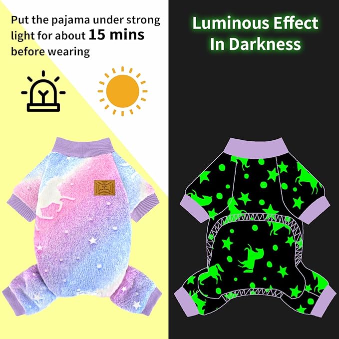 XPUDAC Dog Sweater Glows in The Dark Fleece Pajamas for Small Medium Dogs Girl Boy Puppy Clothes for Halloween Christmas Winter(Medium)