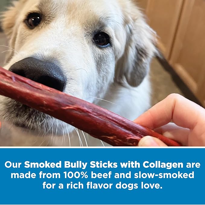 Best Bully Sticks Smoked Bully Sticks with Collagen for Dogs - 5-6 Inch, 5 Count (Pack of 1) - Natural, Grain Free Dog Chews - Medium, Long-Lasting Treats for Aggressive Chewers