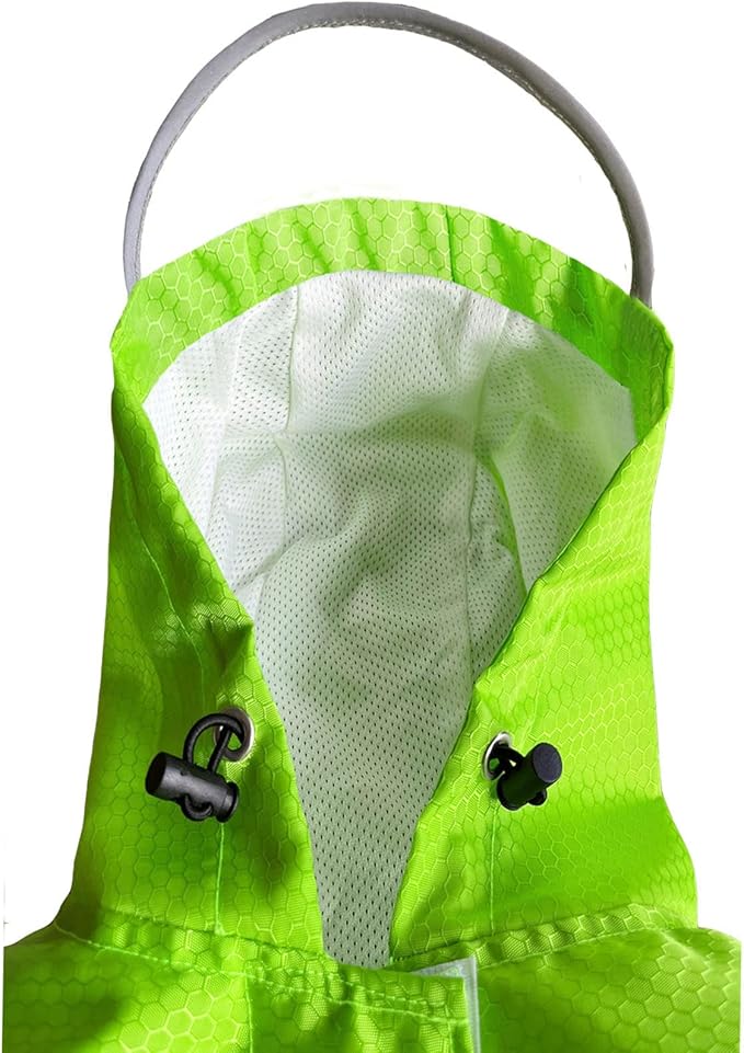 Dog Raincoat Waterproof Reflective Slicker - Lightweight Breathable Hooded Poncho Rain Coat Jacket with Adjustable Belly Strap and Leash Hole for Small Medium Large Dogs (Large, Green)
