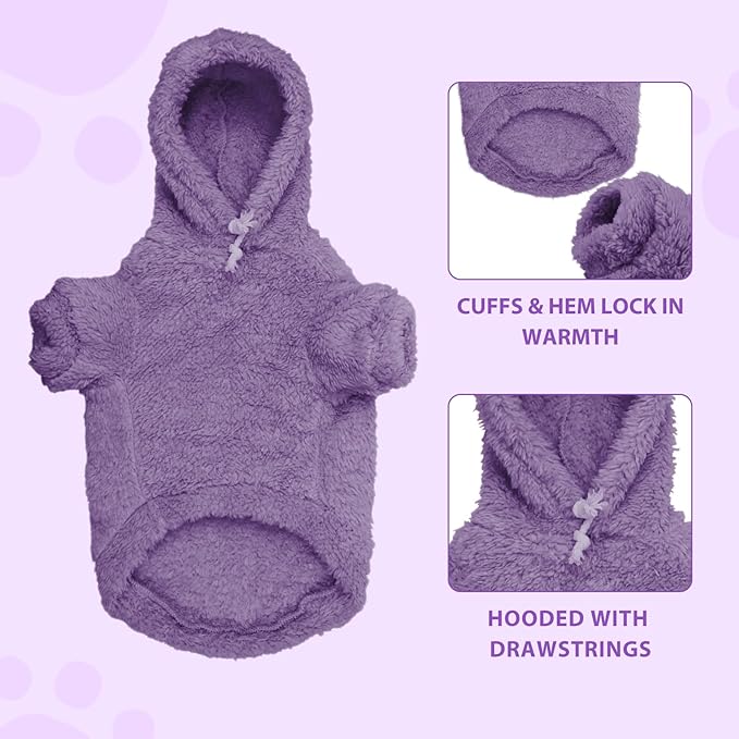 Fuzzy Dog Sweaters for Large Dogs Pet Hoodie Clothes Warm Soft Pet Coats Hooded Sweatshirt Dog Sweaters for Extra Large Dogs(Purple-XL)
