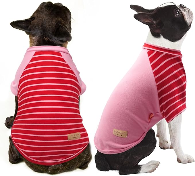 KYEESE 2Pack Small Dog Sweater, Soft Puppy Sweatshirt Stretchy Pullover Dog Sweater for Small Dogs Girl Boy, Lightweight Fleece Cat Shirt Pet Clothes with Sleeves, S