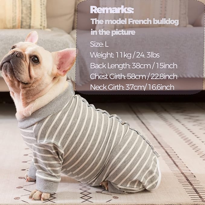 Dog Surgery Recovery Suit, Puppy Cat Onesie for Shedding Skin Disease Wound Protection, Medical Pet Surgical Suit w/Long Sleeve, Dog Pajamas (Grey, Small)