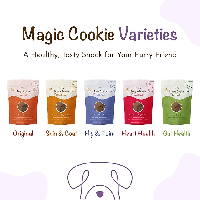 PawCo Dog Treats, Gut Health – Supports Digestion & Sensitive Stomachs – Crunchy Dog Cookies with Postbiotics, Peanut Butter & Apple – Functional & Healthy Rewards for Dogs – Magic Cookie – 8.8oz