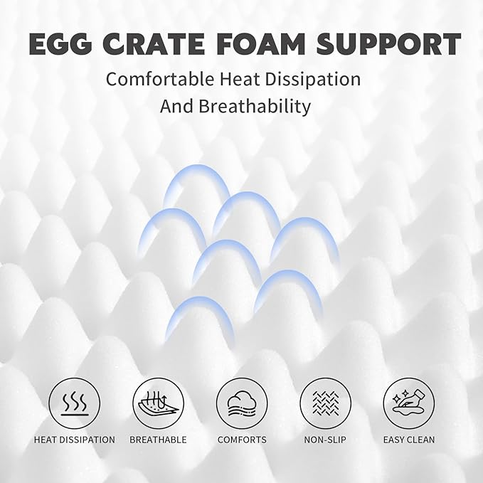 Dog Bed Waterproof Medium/Large Sized XL Foam Pet Beds Removable Washable Cover Dog Sofa Egg Crate Foam Support with Zipper Bottom Bolster Deluxe Plush Mat (Grey+38.2x30.3x7.5in)