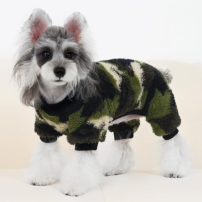 XPUDAC Dog Sweater, Dog Winter Clothes for Small Medium Dogs Girl Boy Fleece Doggy Pajamas for Winter Christmas, Camouflage, Small