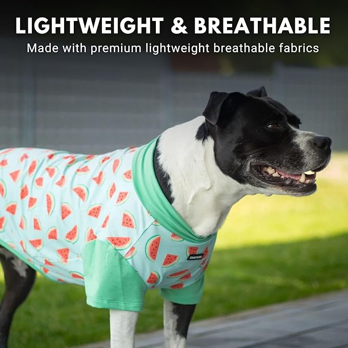 Spark Paws Sunblock Dog T-Shirt, SPF30 Protection, Lightweight Breathable Quick Dry for Dogs with Sensitive Skin - Watermelon & Peach (Set of 2) - 2XL