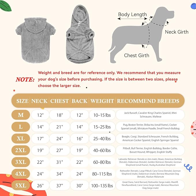 Dog Sweaters,Dog Hoodie,Warm Fuzzy Fleece Sweatshirt with Hood & Pocket,Leash Hole,Cozy Cold Weather Pet Clothes Pet Sweater for Small,Medium,and Large Dogs(Grey,M)