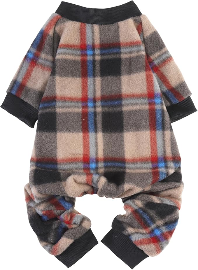 SCENEREAL Dog Pajamas for Small Medium, Puppy Sweater, Soft and Warm Pet Clothes, Onesie Outfits for Doggie Winter, Thanksgiving Christmas Jammies Pjs, Brown