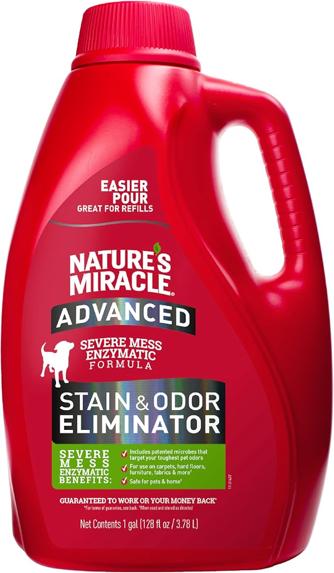 Nature’s Miracle Advanced Stain And Odor Eliminator for Dogs, Fresh Scent, Severe Mess Enzymatic Formula For Tough Pet Messes, 1 Gallon