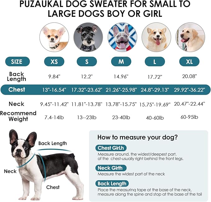 Dog Sweater,Adjustable Dog Sweaters for Small, Medium and Large Dogs Boys Girls, Dachshund Chihuahua Fleece Dogs Sweater(Peacock Blue,L)