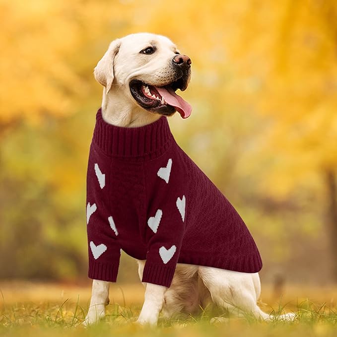 Kuoser Dog Sweater,Soft Dog Sweaters for Small Dogs,Turtleneck Thick XS Dogs Sweater Christmas Outfit,Cold Weather Pet Winter Clothes Doggie Knitwear Girls Boys for Fall Xmas,Red XS