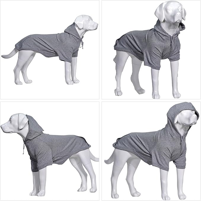 Lovelonglong Blank Basic Hoodie Sweatshirt for Dogs 100% Cotton Fits Small Medium Dachshund Large Dog Gray 4XL