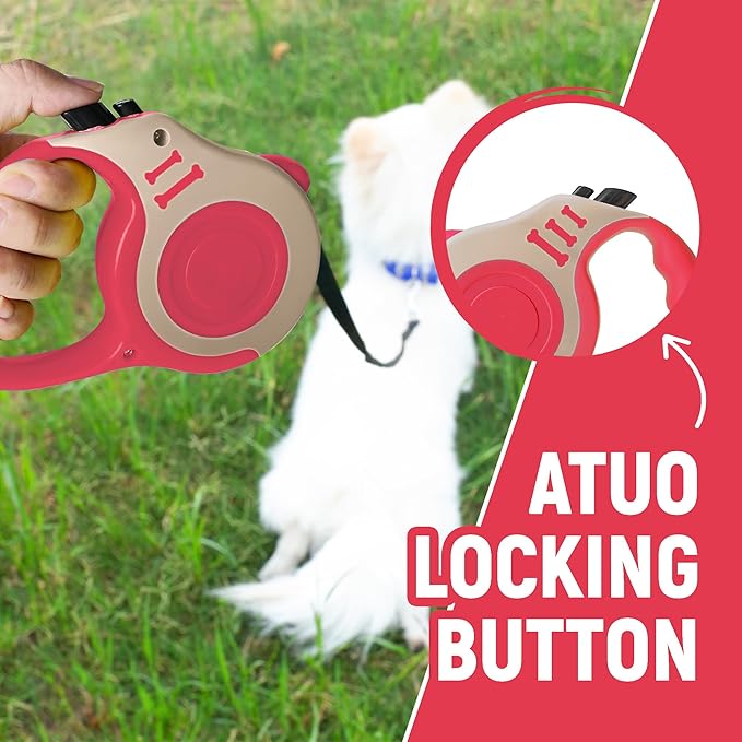 LIEVUIKEN Retractable Dog Leash Automatic Telescopic Tractor Dog Tape, Pet Tape 10/16 FT Durable and Convenient, with Folding Bowl, Dispenser, Rubbish Bags, Suitable for Small and Medium Dogs