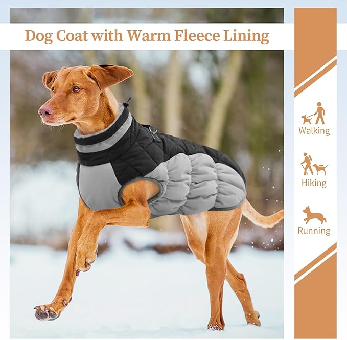 Dog Winter Jacket Cozy Reflective Waterproof Windproof Warm Pet Garment,Comfortable Cold Weather Fleece Apparel Outfits with Zipper Closure for Small Medium Large Dogs Puppy Walking,XXX-Large