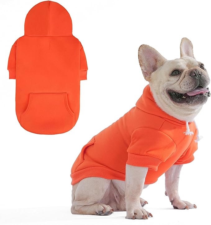 KOOLTAIL Fall Dog Hoodie - Soft & Warm Dog Thanksgiving Sweater with Leash Hole and Pocket, Pet Winter Coat, Cold Weather Clothes Sweatshirt for Small Medium Large Dogs Puppy Cat Boys Girls, Orange SM