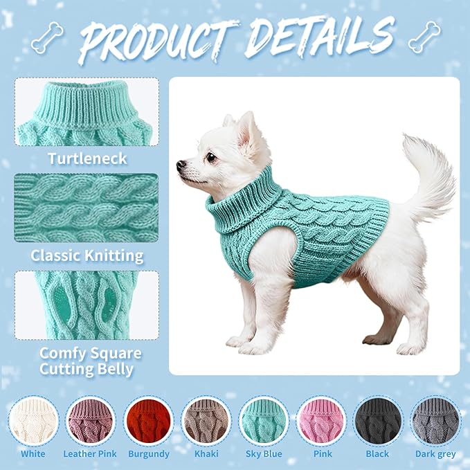 8 Pcs Dog Sweaters for Small Dogs, Sleeve Pet Sweater for Winter, 8 Colors Comfortable Cozy Dog Clothes for Dogs Puppy (Medium)