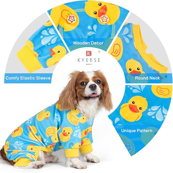 KYEESE Dog Pajamas Comfy Pet Coat Pet Costume Pets Pjs Stretchy Dogs Clothes Blue Floating Duck Doggie Jammies Velvet Dog Pajamas Small Sized Dogs Soft Pets Clothes Puppy Onesie, X-Small