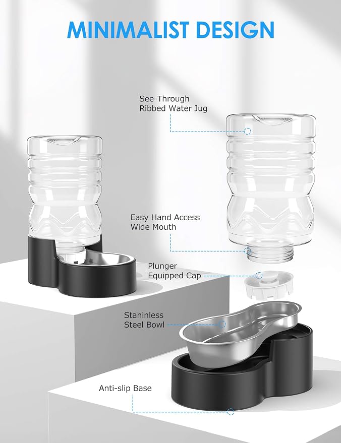 Heouvo 1.7 Gallon Automatic Dog Water Dispenser (6.5L-Black)