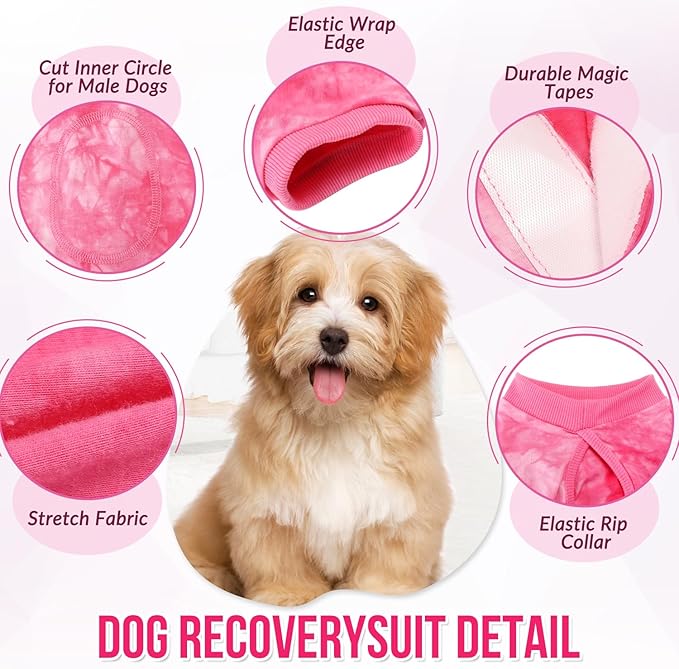Lukovee Recovery Suit for Dogs, Onesie Surgery Recovery Suit for Female Male Dogs, Abdominal Wounds Cone E-Collar Alternative Prevent Licking Spay Recovery Suit (Pink,X-Large)