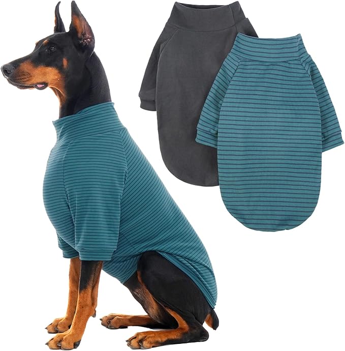 IECOii 2 Pack XXL Dog Fleece Sweater for Large Dogs, Warm Dog Turtleneck with Stretch for Pitbull Sweater, Fall Winter Pullover Dogs Sweatshirt with Sleeve, Indoor & Outdoor Sweaters for Walking, 2XL