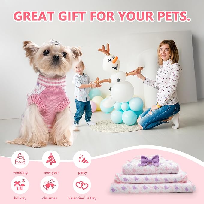 Dog Sweaters for Small Dog Cold Weather Halloween Christmas Puppy Sweater Pet Winter Knit Outfit Chihuahua Pocket Beagle Mini Dachshund Yorkie Schnauzer Clothes for Girls Boys (Pink, M)