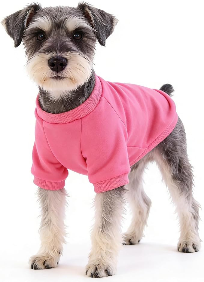 2 Pack Dog Hoodie for Small Dogs, Dog Sweatshirt Soft Warm Pullover Dog Clothes with Ribbed Cuffs for Schnauzer/Poodle/Chihuahua (Red+Pink, Medium)