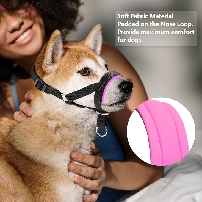 Dog Head Collar with Soft Fabric, Head Harness Stops Dog Pulling, Head Leash for Small Medium Large Dogs Walking (M, Green)