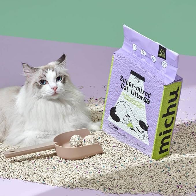 Michu Tofu Cat Litter Natural Clumping Tofu Cat Litter 5.5lb/88oz 5 Scents (Watermelon + Mixed, 2 Pack)