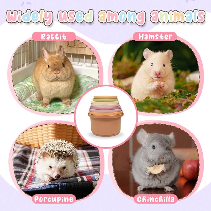 8 Pcs Stacking Cups for Small Animal Toys,Nesting Rabbit Toys of Different Sizes,Safe Plastic Colorful Nesting Toys for Bunny Guinea Pig Hiding Food and Playing (Purple)