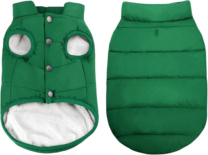 ASENKU Dog Winter Coat - Waterproof Windproof Dog Jacket, Warm Snowproof Doggie Puffer Vest for Cold Weather, Lightweight Snow Coats for Small Medium Large Dogs (XL, Green)