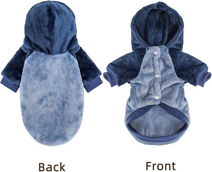 FabriCastle Dog Hoodie Sweater for Small Dogs Boy and Girl, Dog Clothes S XS XXS Puppy Sweatshirt, Pet Outfit, Cat Clothing Super Soft Warm Snap On Closure (Blue-Navy, XX-Small)