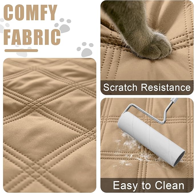 Smiry Waterproof Dog Bed Cover Blanket 30x53, Soft Reversible Pet Blanket, Washable Leakproof Cats Dogs Couch Cover for Sofa, Couch, Furniture, Lattice, Camel/Beige