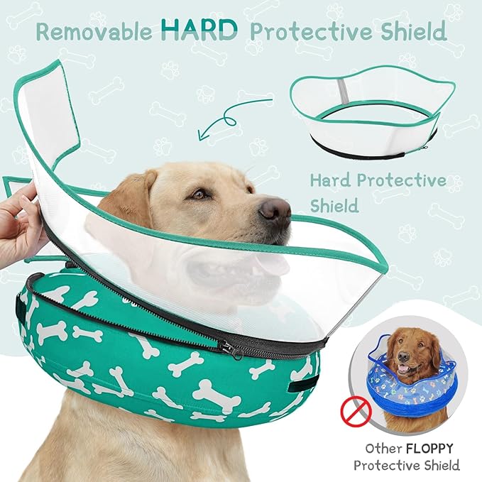 Supet Raised Inflatable Dog Cone Collar to Stop Licking, Soft Dog Cone Alternative After Surgery, Pet Neck Donut Collar for Small Medium Large Dogs