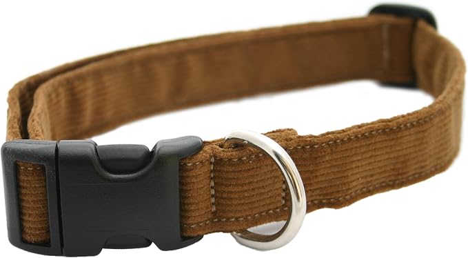 Hemp Corduroy Dog Collar - No Pattern (1" Large, Bronze)