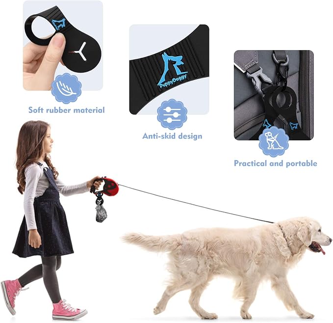 Dog Poop Bag Holder for Leash Waste Bag Carrier Dog Poop Bag Dispenser for Walking Running Bicycle Accessory 2 pieces (Black)