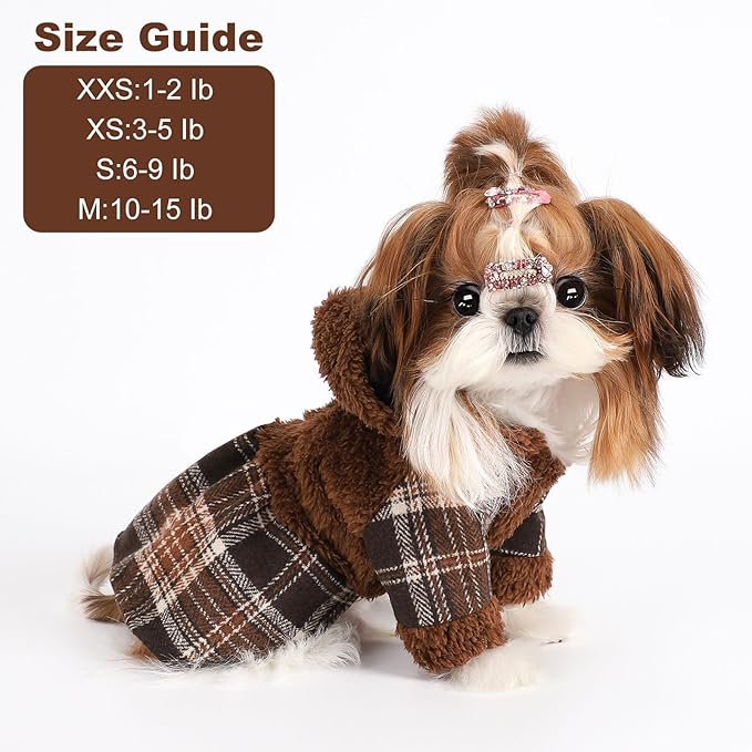 Dog Sweater Puppy Clothes for Small Dogs Boy Girl Pet Hoodies for Dogs Cold Weather Doggie Coats Fall Doggy Sweatshirt for Chihuahua Yorkie Cat Outfits (Brown, X-Small)