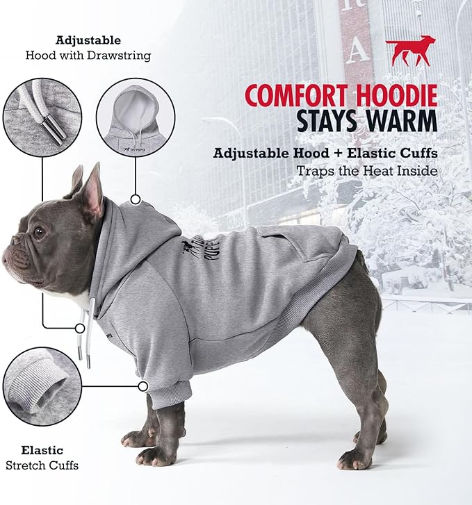 Tuff Pupper Dog Hoodie | Premium Quality Insulated Fabric | Ultra Soft Interior for Superior Comfort | Elastic Cuffs & Drawstring for Warmth | Stretch Fit Suitable for All Breeds (Gray, 3XL)